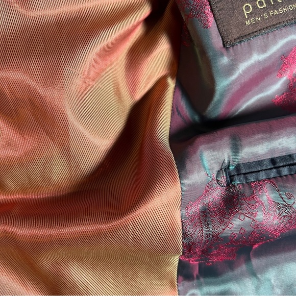 Paite 100% Wool Blue Plaid Blazer w/ Green + Red Satin Lining, Sz 48 Fits Medium - Picture 8 of 14